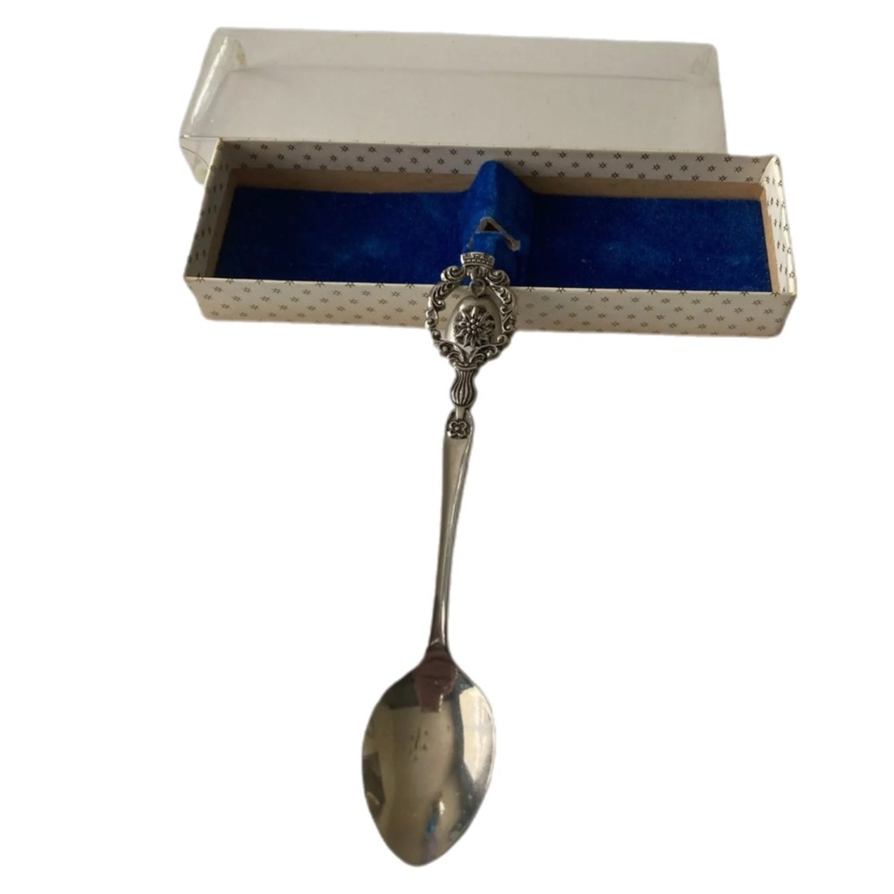 VTG Souvenir Baby Spoon 4" R7AW Hanging Bell SilverPlate  COLLECTORS